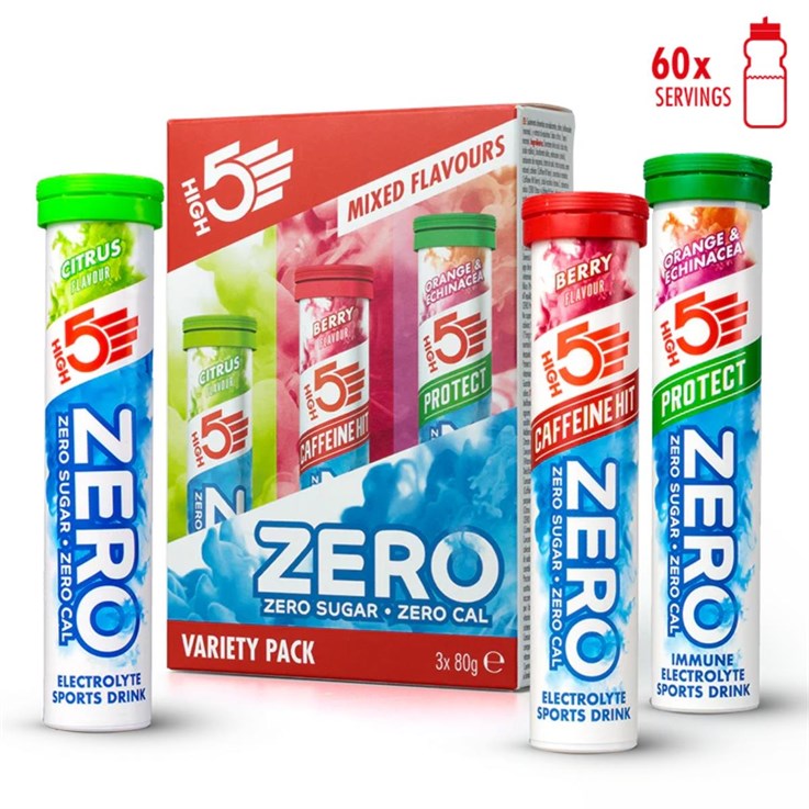 High5 - Zero - Variety Pack - Berry (Caff), Citrus And 
Orange & Echinacea - 3 x 20 tab