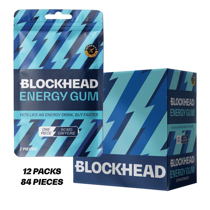 Blockhead- Caffeine Energy Gum 50mg- Peppermint- 12 x 17