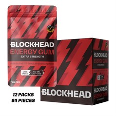 Blockhead- Caffeine Energy Gum Extra Strength 100mg- Sweet Mint- 12x7