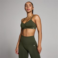 MyProtein - Tempo Seamless Ruched Front Sports Bra - Forest Green - XS